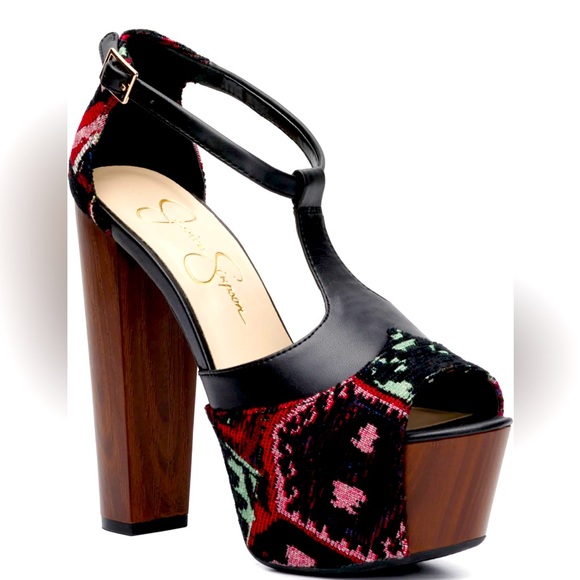 Jessica Simpson Ultra Platform Wooden Heel Mary Jane - Picture 1 of 6